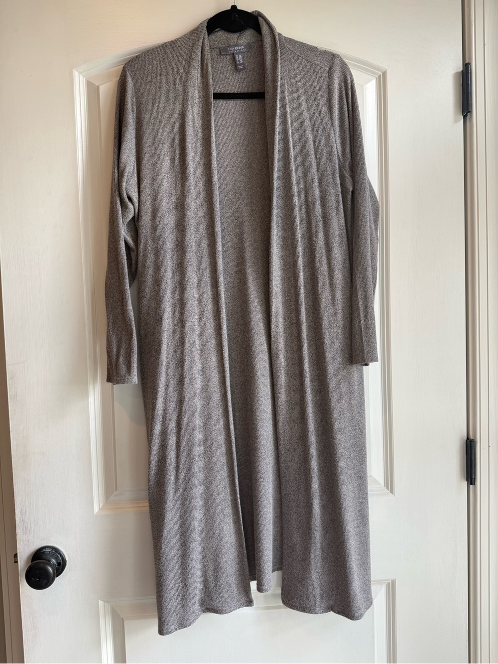 Lisa Rinna Open-Front Long Cardigan Sweater - Heather Gray